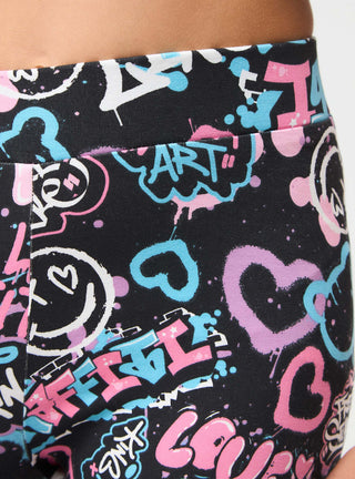 Leggings vita alta con graffiti
