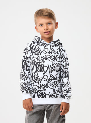 Felpa con cappuccio stampa graffiti all over