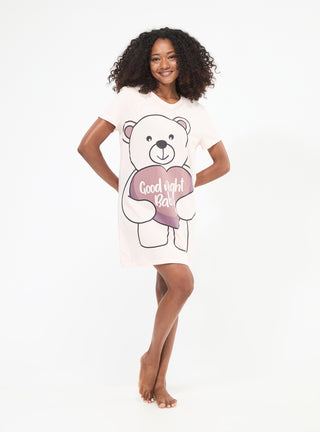 Maxi t-shirt pigiama con stampa orsetto