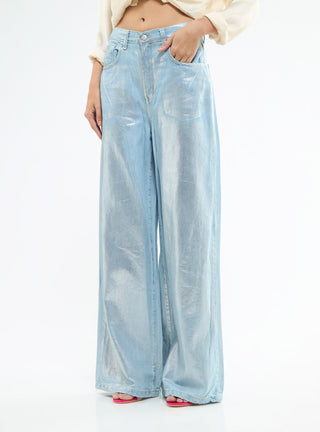 Jeans wide leg metallizzato
