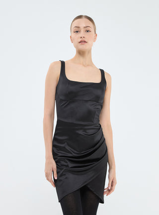 Abito corto in raso con corsetto