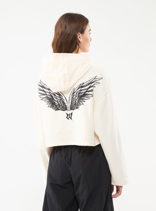 Felpa crop over con cappuccio e stampa fronte e retro