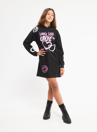 Vestito felpa con cappuccio stampe graffiti