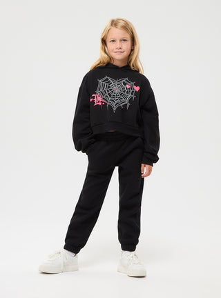 Sweatshirt mit Herz- und Spinnennetz-Print