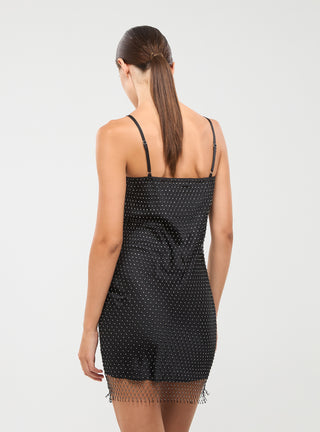 Vestito a fascia con rete a strass