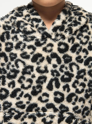 Felpa in sherpa con cappuccio fantasia maculata