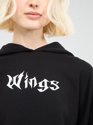 Felpa crop over con cappuccio e stampa fronte e retro