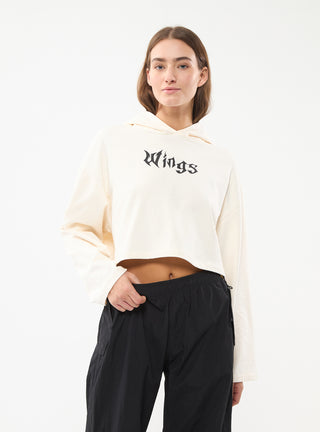 Felpa crop over con cappuccio e stampa fronte e retro