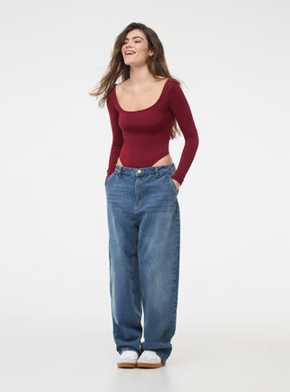 T-shirt body con ampia scollatura