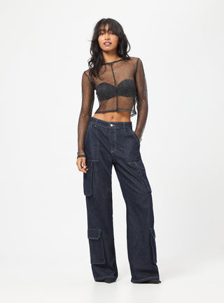 T-shirt crop a retluccicante