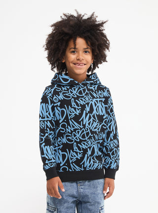 Felpa con cappuccio stampa graffiti all over