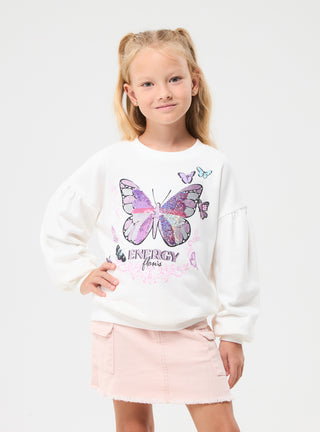 Felpa senza cappuccio stampa farfalla