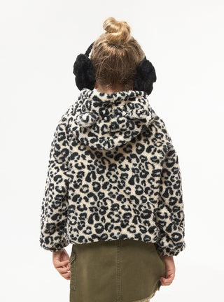 Felpa in sherpa con cappuccio fantasia maculata