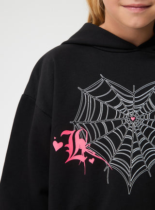 Sweatshirt mit Herz- und Spinnennetz-Print