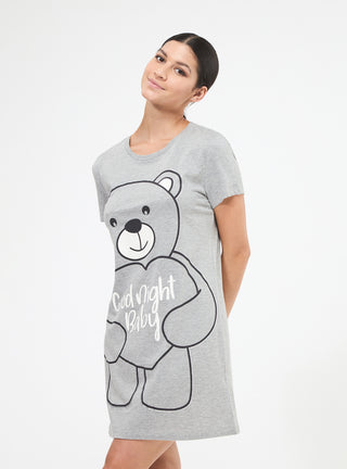Maxi t-shirt pigiama con stampa orsetto
