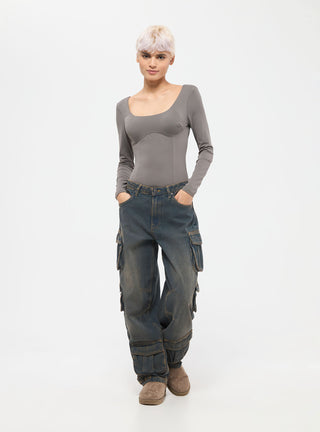 Body con scollatura quadrata e corpetto