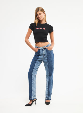 T-shirt crop stampa frontale