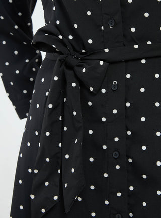 Vestito camicia lungo fantasia a pois