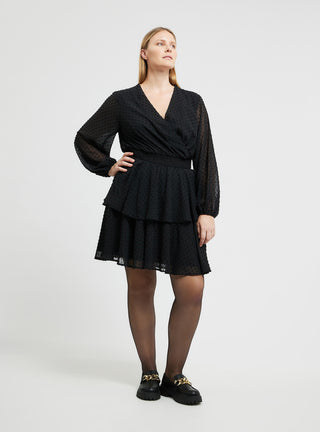 Vestito corto incrociato fantasia pois