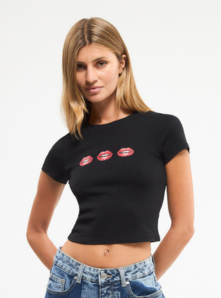 T-shirt crop stampa frontale