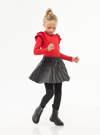 Gonna plissettata effetto pelle