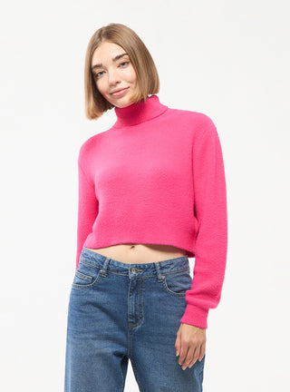 Maglia dolcevita effetto pelo crop