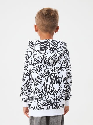 Felpa con cappuccio stampa graffiti all over
