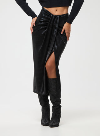 Gonna laminata con drappo frontale