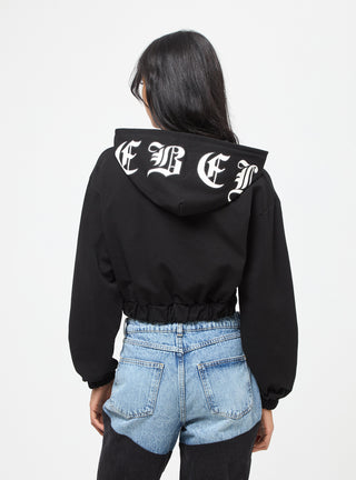 Felpa crop con scritta sul cappuccio