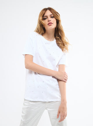 T-shirt girocollo con strass
