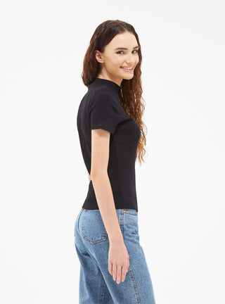 T-shirt a costina con collo lupetto