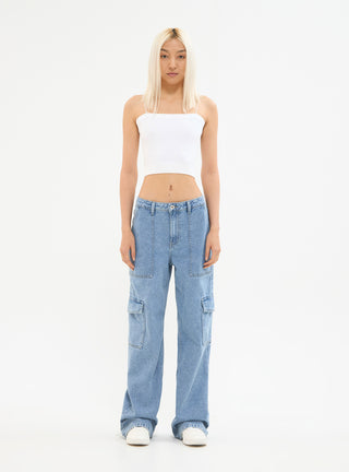 Jeans cargo a vita alta