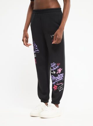 Pantaloni tuta vita alta scritte stile graffiti