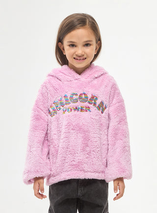 Felpa in sherpa con cappuccio scritta frontale