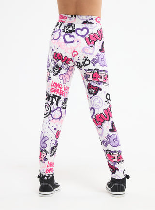 Leggings vita alta con graffiti