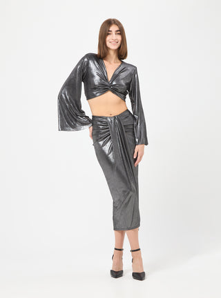 Gonna laminata con drappo frontale