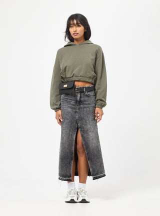 Felpa crop con scritta sul cappuccio