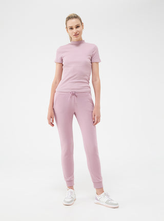 T-shirt a costina con collo lupetto