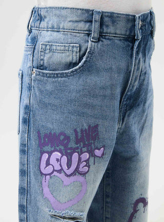 Jeans mom con graffiti