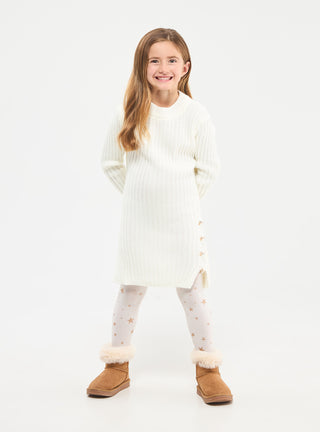 Vestito in maglia a costine con dettaglio bottoni