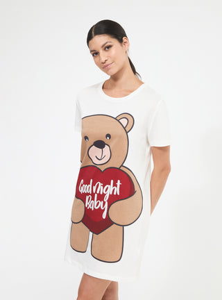 Maxi t-shirt pigiama con stampa orsetto