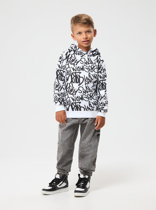 Felpa con cappuccio stampa graffiti all over