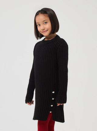 Vestito in maglia a costine con dettaglio bottoni